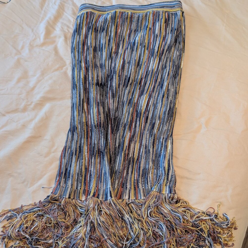 INC International Concepts Multicolor Knit Skirt with Fringe